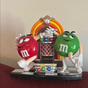 Vintage 1990s M&M Rockin’ Roll Café Juke Box Dispenser Green Red Dancing M's
